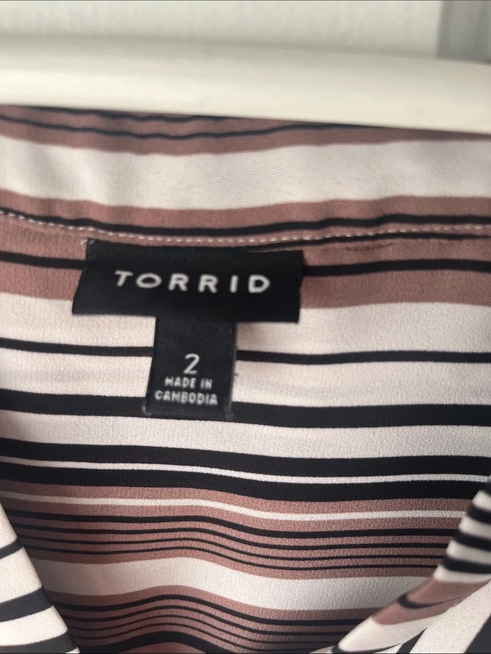 Torrid Brown, Black Neutral Striped V-Neck Sleeveless Chic Top
